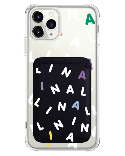 iPhone Magnetic Wallet Case - CUSTOM MONOGRAM 2.0 White