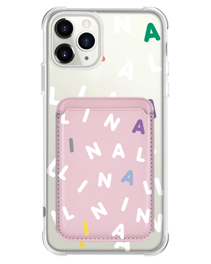 iPhone Magnetic Wallet Case - CUSTOM MONOGRAM 2.0 White