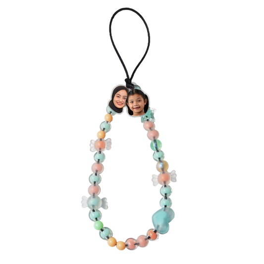 Beaded Strap with Acrylic Charm - Face Grid Peppermint