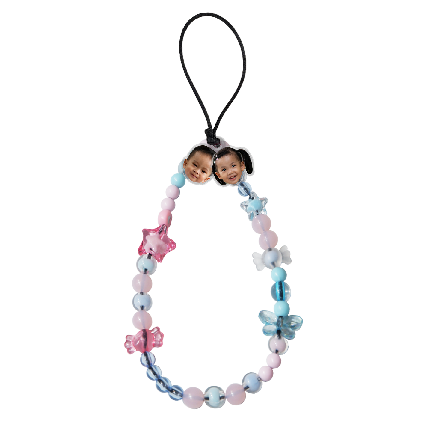 Beaded Strap with Acrylic Charm - Face Grid Chewing Gum