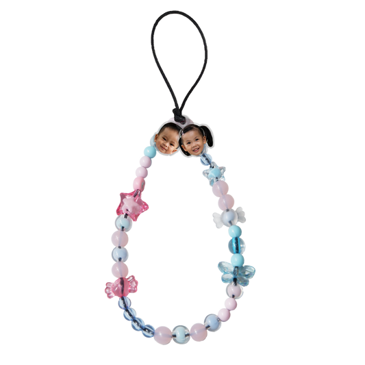 Beaded Strap with Acrylic Charm - Face Grid Chewing Gum