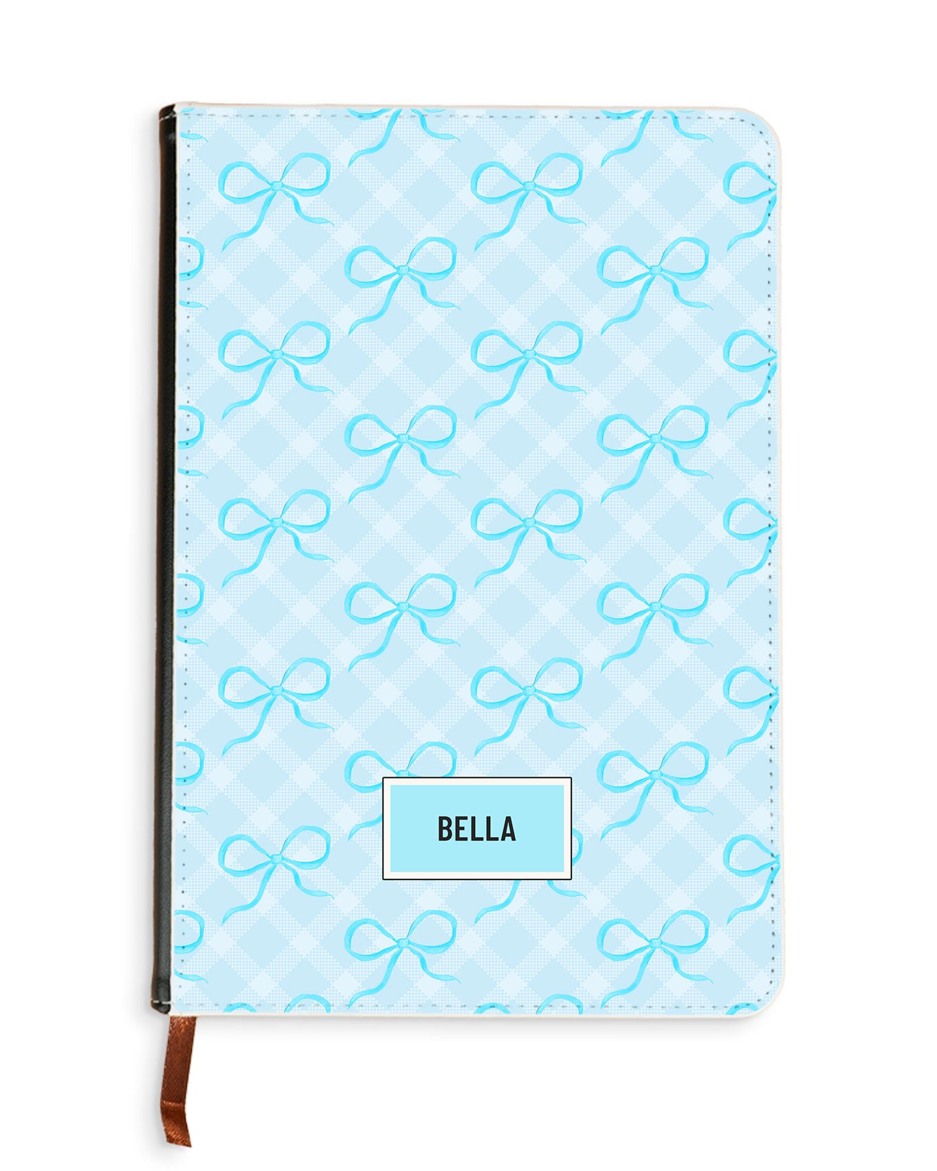 Leather Bookpaper Notebook - Coquette Blue Bow