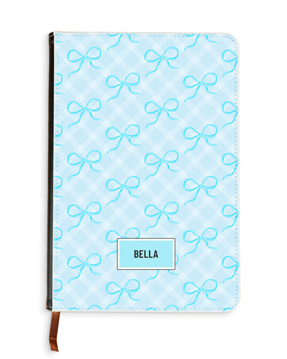 Leather Bookpaper Notebook - Coquette Blue Bow