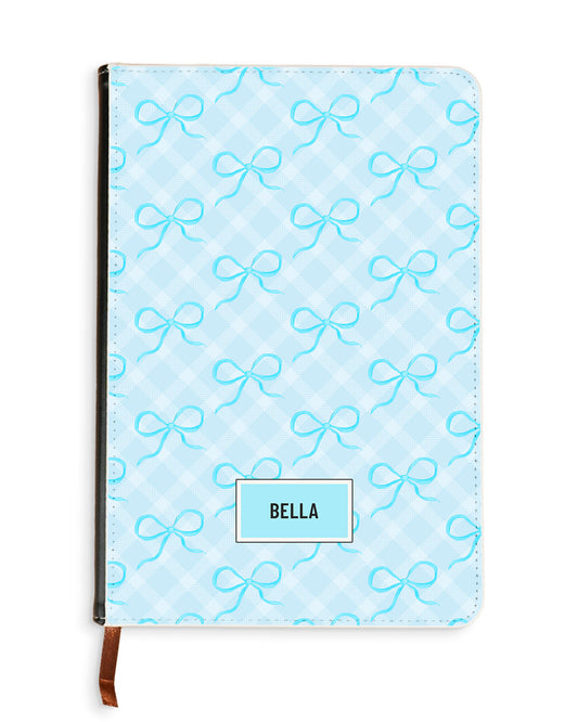 Leather Bookpaper Notebook - Coquette Blue Bow