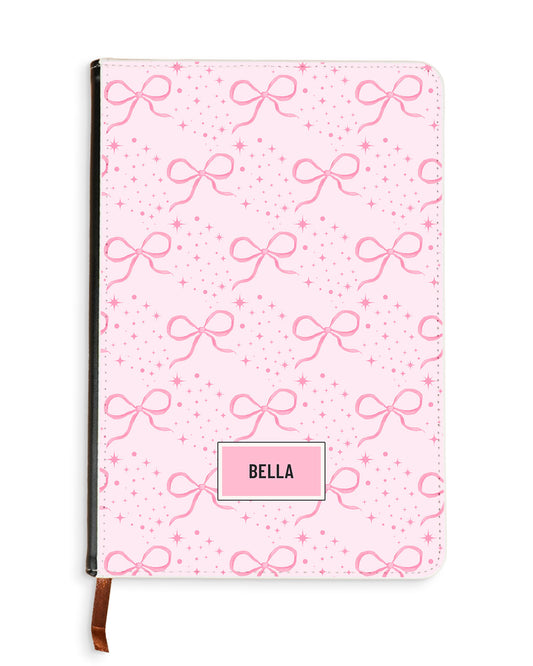 Leather Bookpaper Notebook - Coquette Glittery Bow