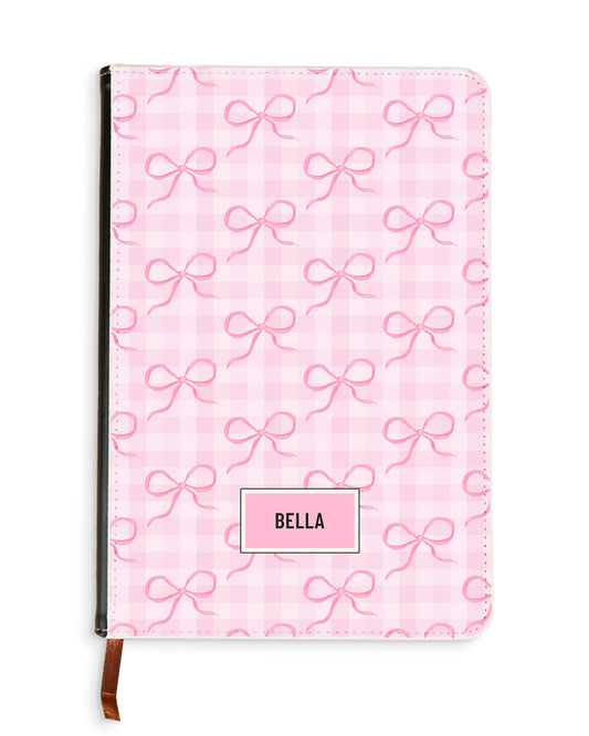 Leather Bookpaper Notebook - Coquette Pink Bow