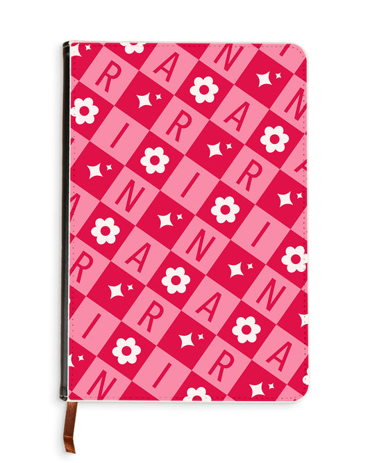 Leather Bookpaper Notebook - CUSTOM MONOGRAM 3.0 Flower Grid 1.0