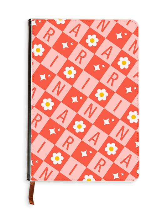 Leather Bookpaper Notebook - CUSTOM MONOGRAM 3.0 Flower Grid 2.0