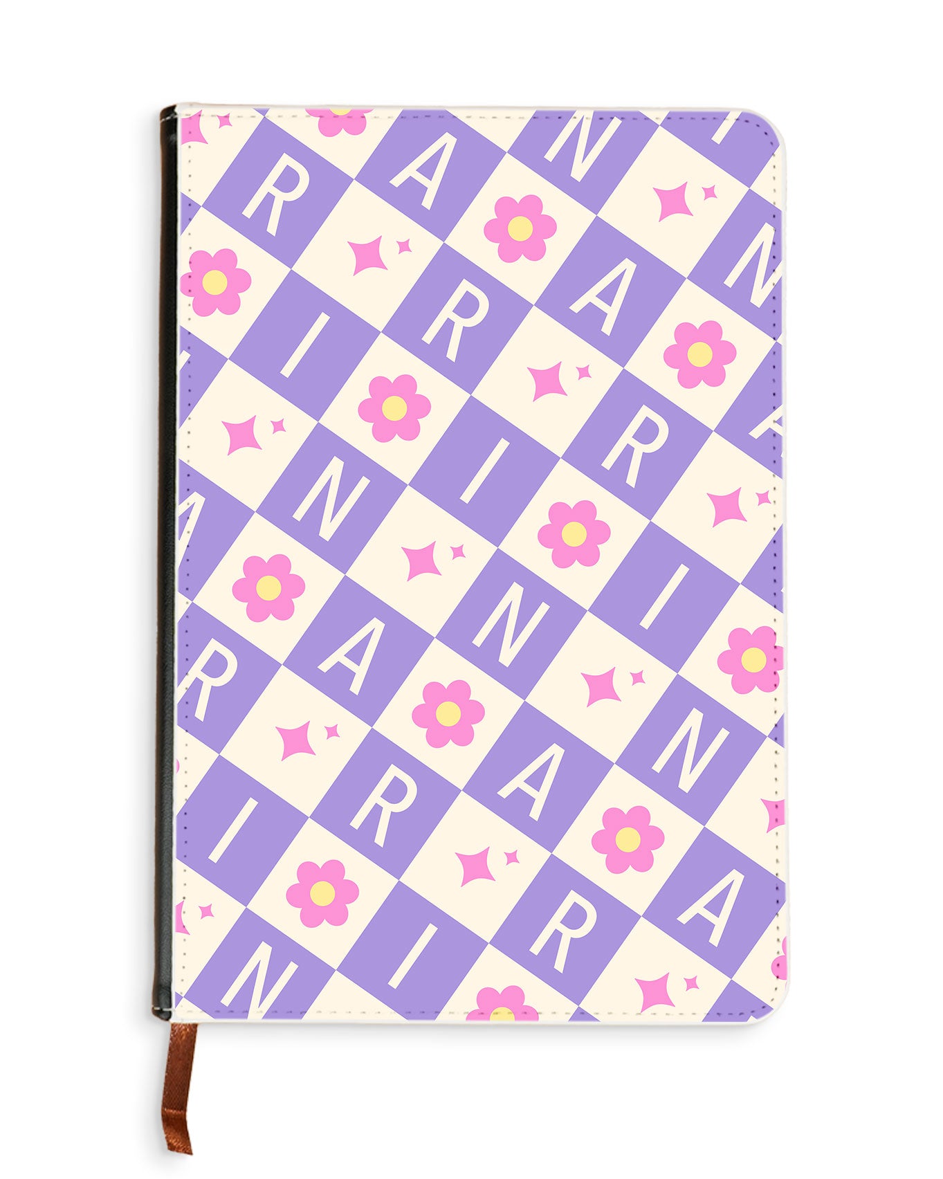 Leather Bookpaper Notebook - CUSTOM MONOGRAM 3.0 Flower Grid 3.0