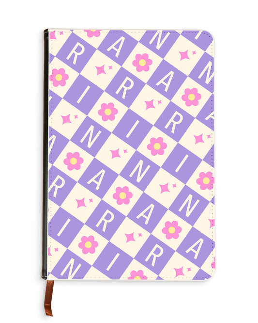 Leather Bookpaper Notebook - CUSTOM MONOGRAM 3.0 Flower Grid 3.0