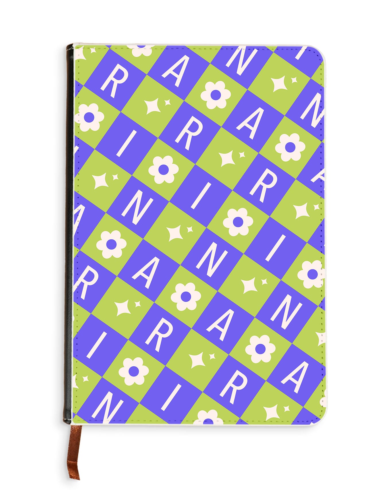 Leather Bookpaper Notebook - CUSTOM MONOGRAM 3.0 Flower Grid 5.0