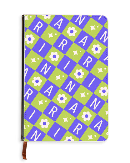 Leather Bookpaper Notebook - CUSTOM MONOGRAM 3.0 Flower Grid 5.0
