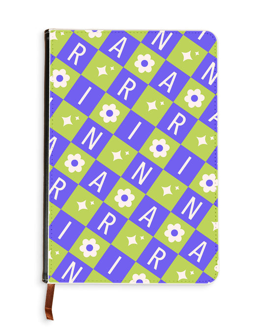 Leather Bookpaper Notebook - CUSTOM MONOGRAM 3.0 Flower Grid 5.0