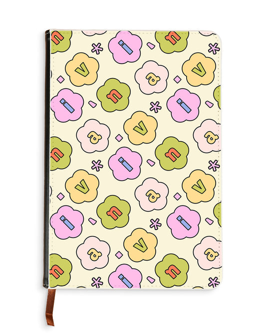 Leather Bookpaper Notebook - CUSTOM MONOGRAM 3.0 Flower Petals 1.0