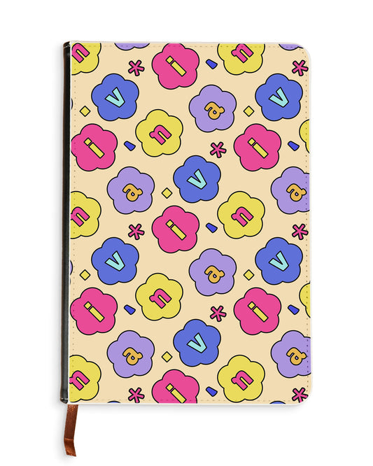 Leather Bookpaper Notebook - CUSTOM MONOGRAM 3.0 Flower Petals 2.0