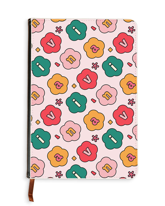 Leather Bookpaper Notebook - CUSTOM MONOGRAM 3.0 Flower Petals 3.0