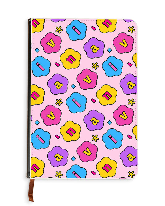 Leather Bookpaper Notebook - CUSTOM MONOGRAM 3.0 Flower Petals 4.0