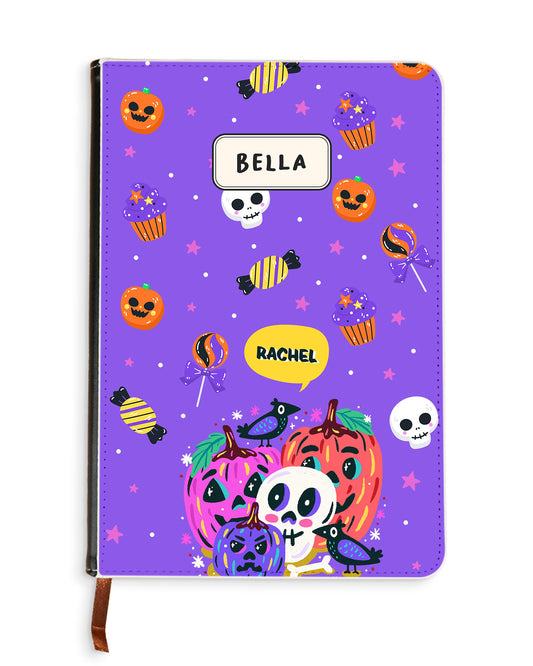 Leather Bookpaper Notebook - Pumpkins Monster