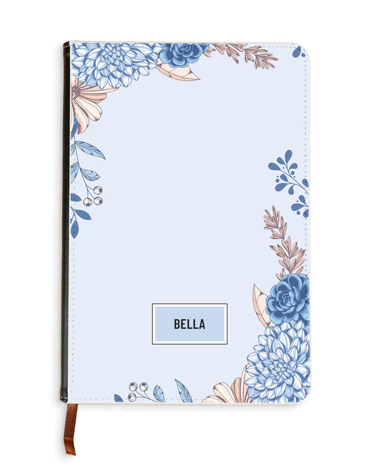 Leather Bookpaper Notebook - Blue Florals