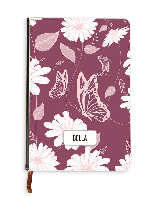 Leather Bookpaper Notebook - Butterfly & Daisy