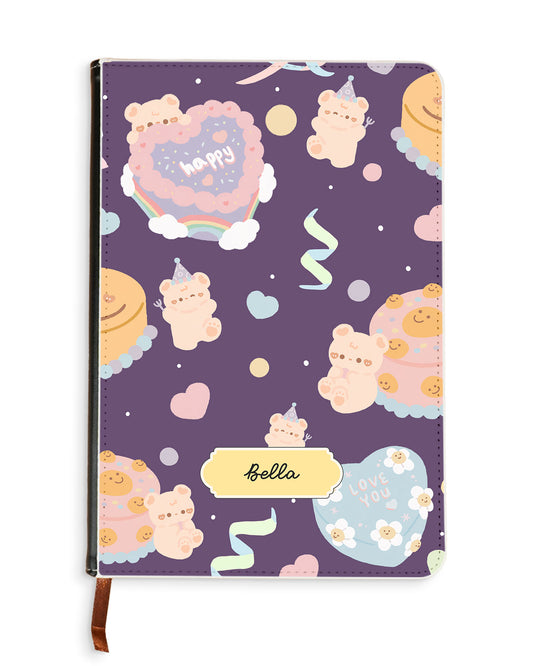 Leather Bookpaper Notebook - Cake Party
