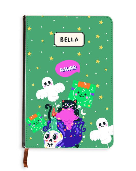 Leather Bookpaper Notebook - Cat monster