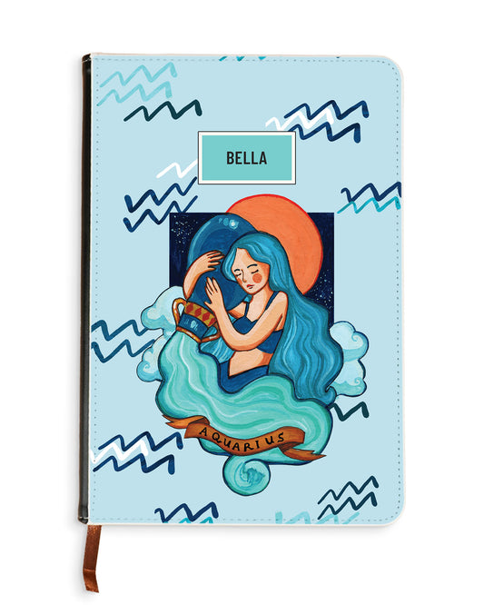 Leather Bookpaper Notebook - Aquarius