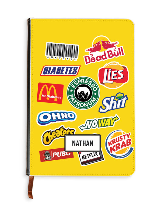 Leather Bookpaper Notebook - Food Parody