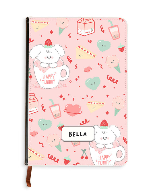 Leather Bookpaper Notebook - Happy Tummy