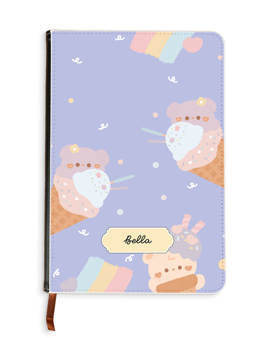 Leather Bookpaper Notebook - Ice Cream For Teddy
