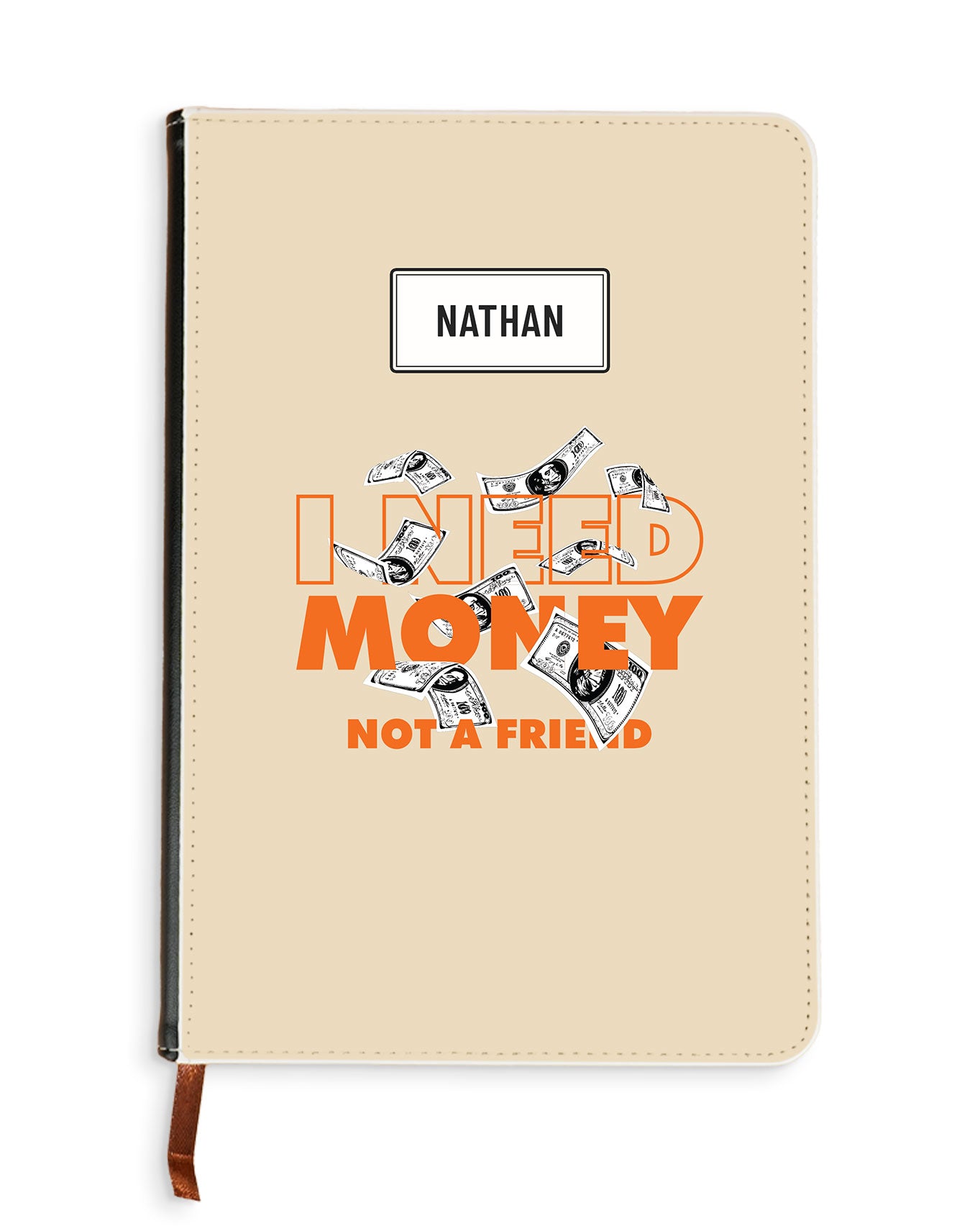 Leather Bookpaper Notebook - Money Better Than Friend