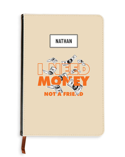 Leather Bookpaper Notebook - Money Better Than Friend