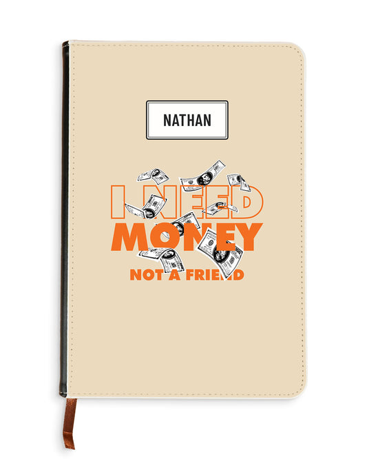 Leather Bookpaper Notebook - Money Better Than Friend