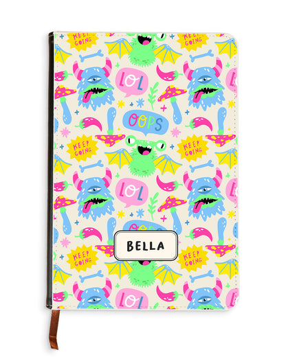 Leather Bookpaper Notebook - Monster Say Keep Going