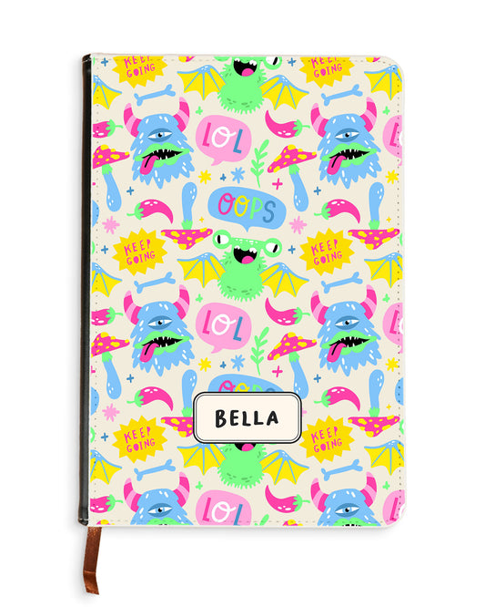 Leather Bookpaper Notebook - Monster Say Keep Going
