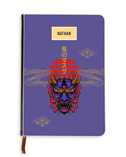 Leather Bookpaper Notebook - Oni Mask