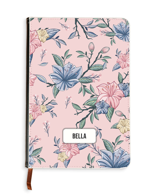 Leather Bookpaper Notebook - Pink & Blue Floral