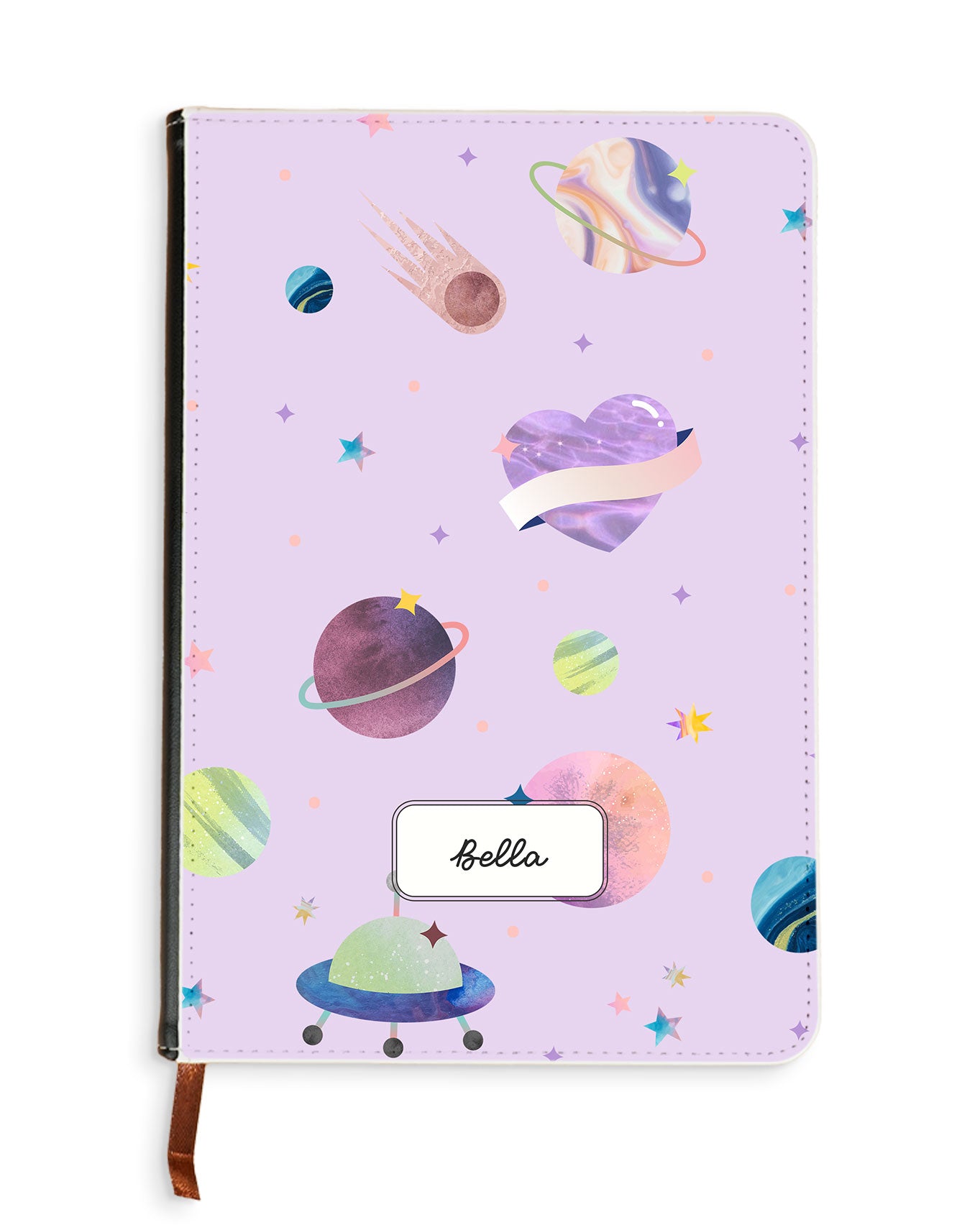 Leather Bookpaper Notebook - Pink Planet
