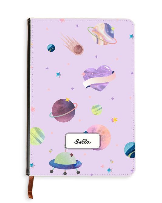 Leather Bookpaper Notebook - Pink Planet