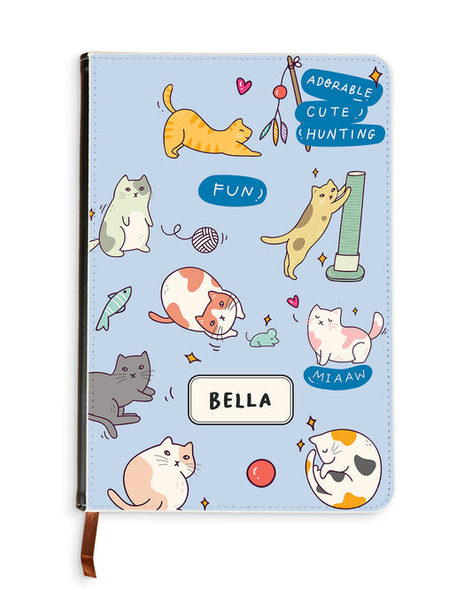 Leather Bookpaper Notebook - Playful Cat 2