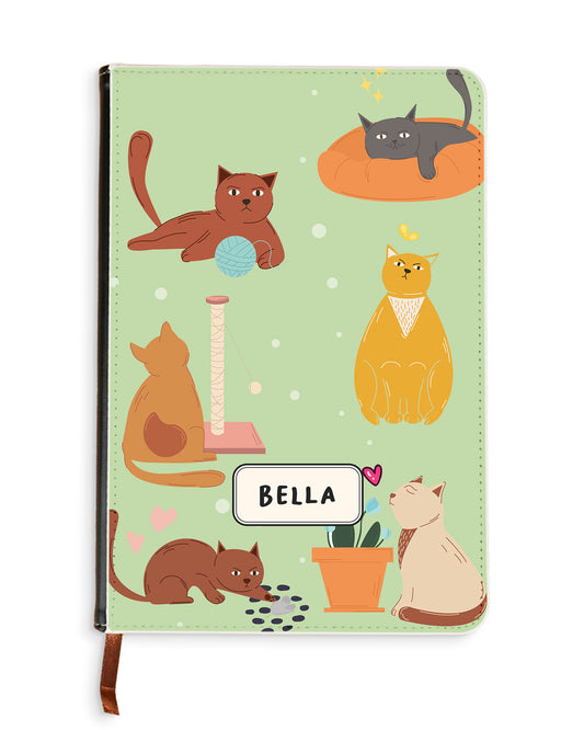 Leather Bookpaper Notebook - Playful Cat