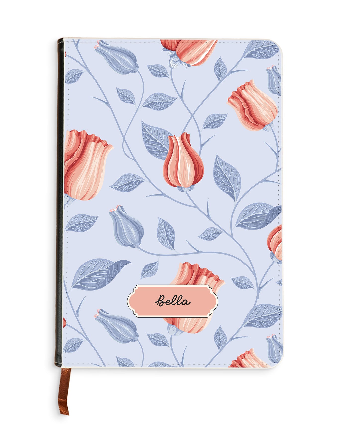 Leather Bookpaper Notebook - Red Tulips