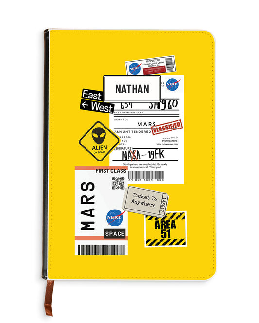 Leather Bookpaper Notebook - Ticket To Mars