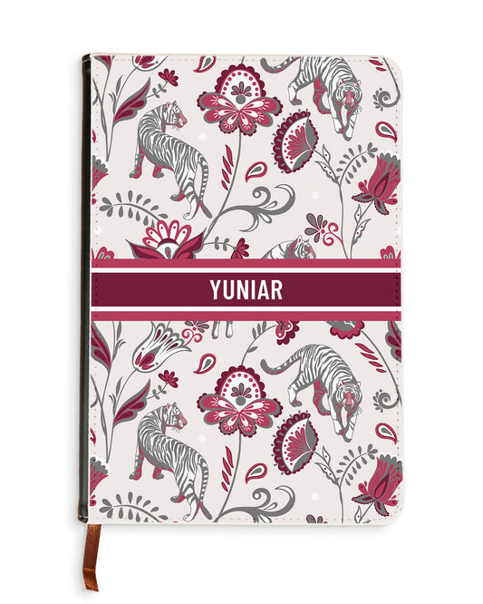 Leather Bookpaper Notebook - Tiger & Floral 6.0