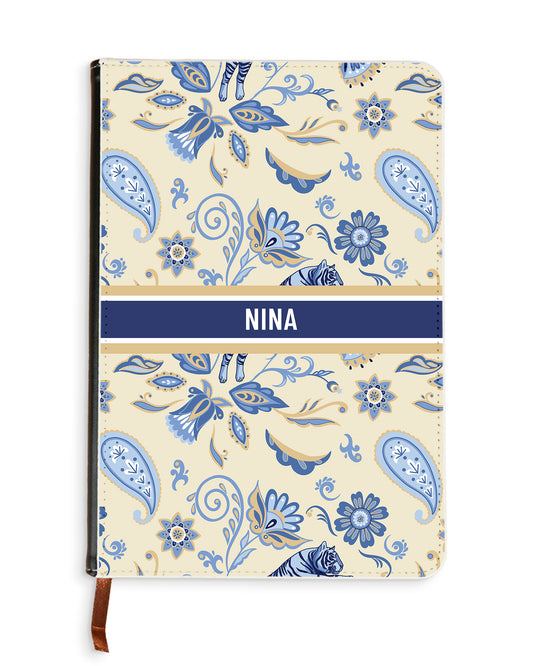 Leather Bookpaper Notebook - Tiger & Floral