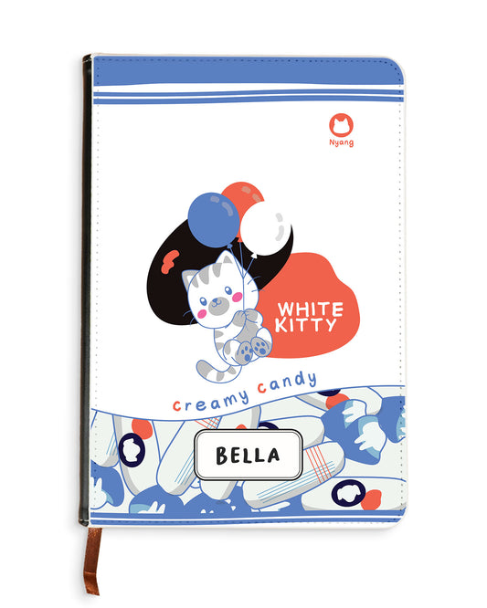 Leather Bookpaper Notebook - White Kitty