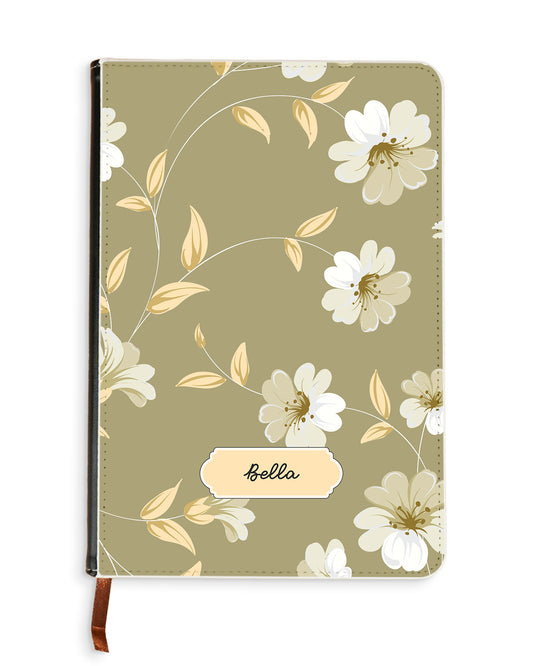 Leather Bookpaper Notebook - White Magnolia