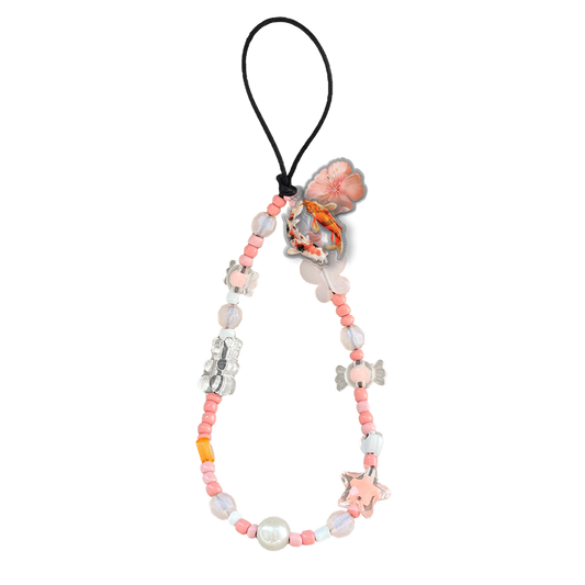 Beaded Strap with Acrylic Charm  - Oil Painting Koi