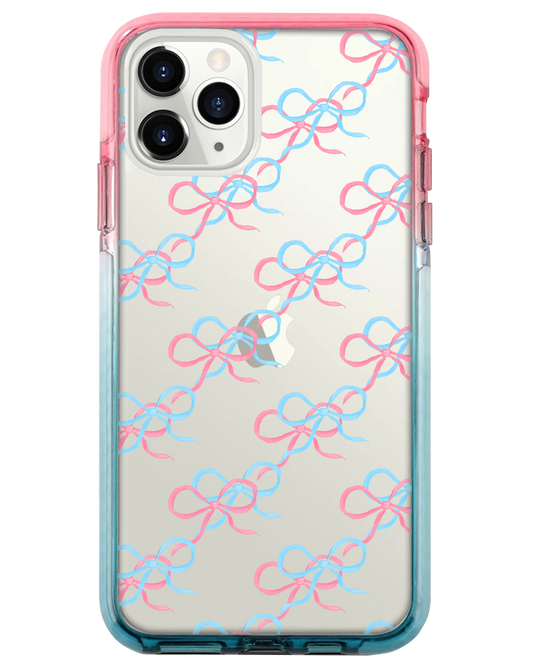 Ombre Bumper Case - Coquette Pink & Blue Bow