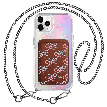 iPhone Magnetic Wallet Holo Case - Coquette Overlap Bow